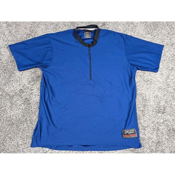 Fox Racing‎ Jersey Mens Large Blue Quarter Zip Short Sleeve Back Pocket Moto - Picture 1 of 11